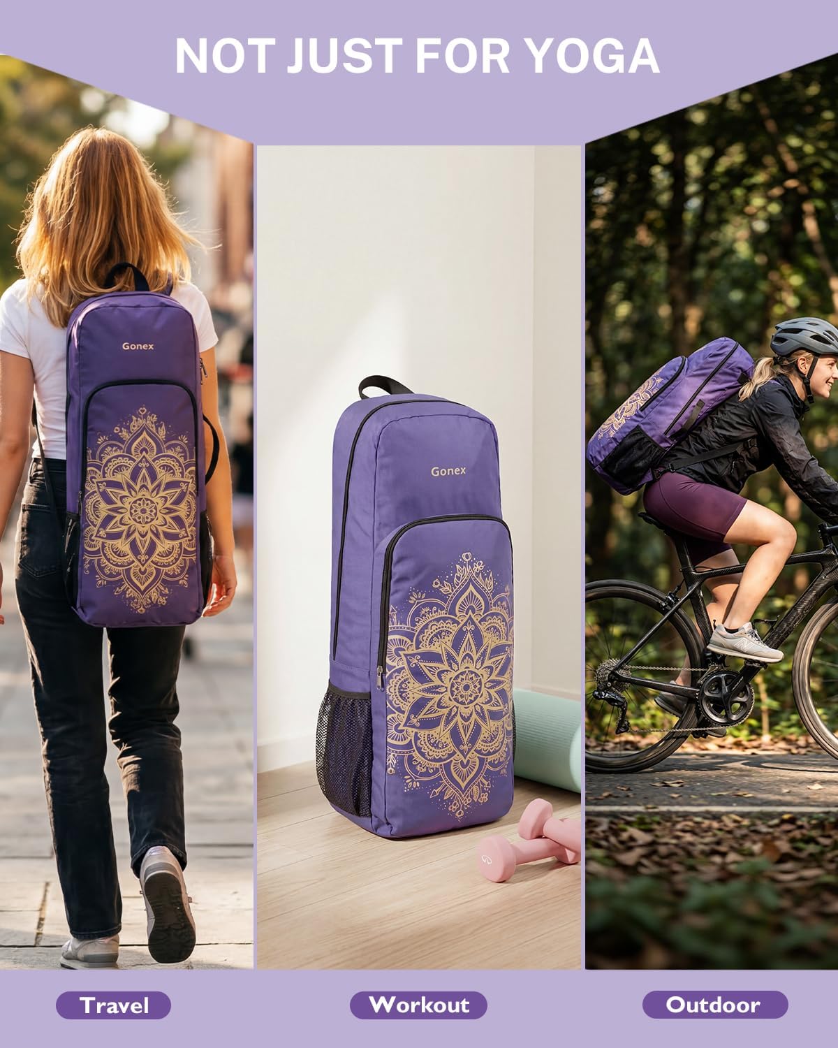 Gonex Yoga Mat Bag Convertible Backpack Blocks Carrier with Wet Pocket
