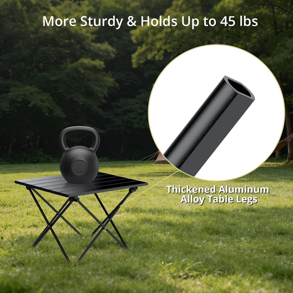 Anbte Small Folding Camping Table, Aluminum Frame, 45 lb Capacity