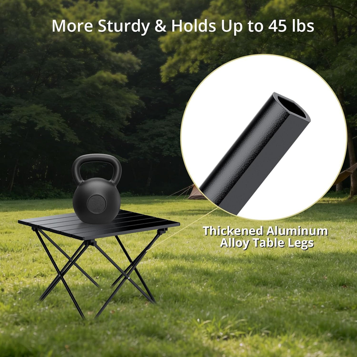 Anbte Small Folding Camping Table, Aluminum Frame, 45 lb Capacity