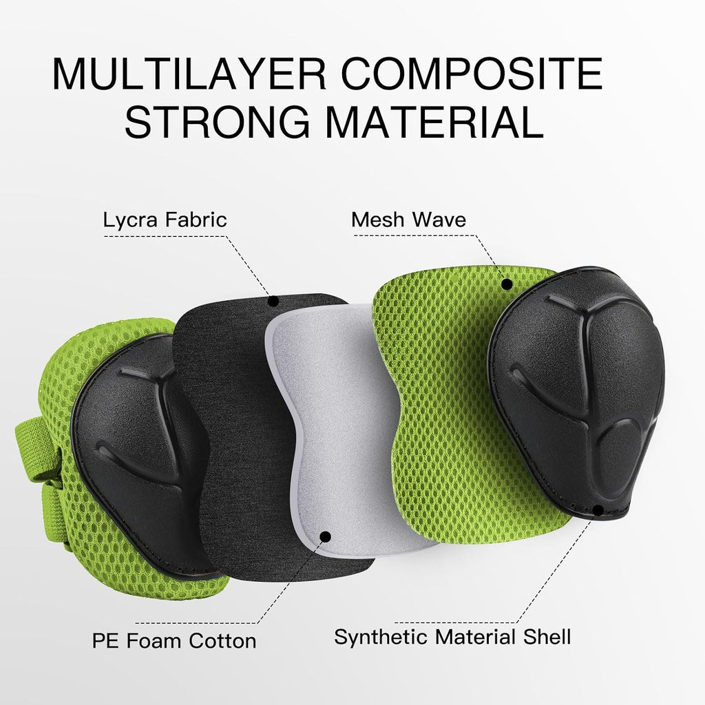 WayEee 6PCS Kids Protective Gear Set Knee Pads Elbow Pads Wrist Guards/3-14