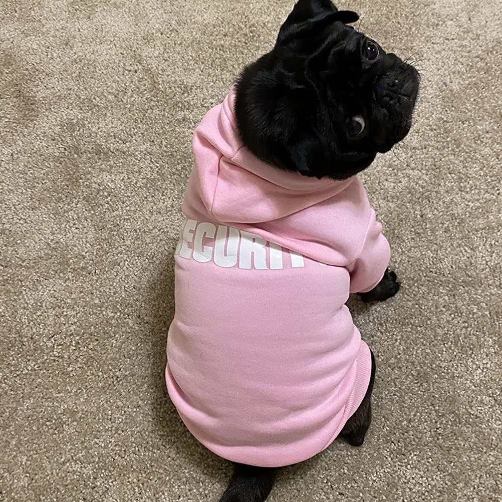 BINGPET Security Dog Hoodie, Pet Sweater Clothes with Leash Hole, Pink