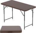 BestOffice | 4FT Folding Table | Brown Ratten | Portable Plastic Table