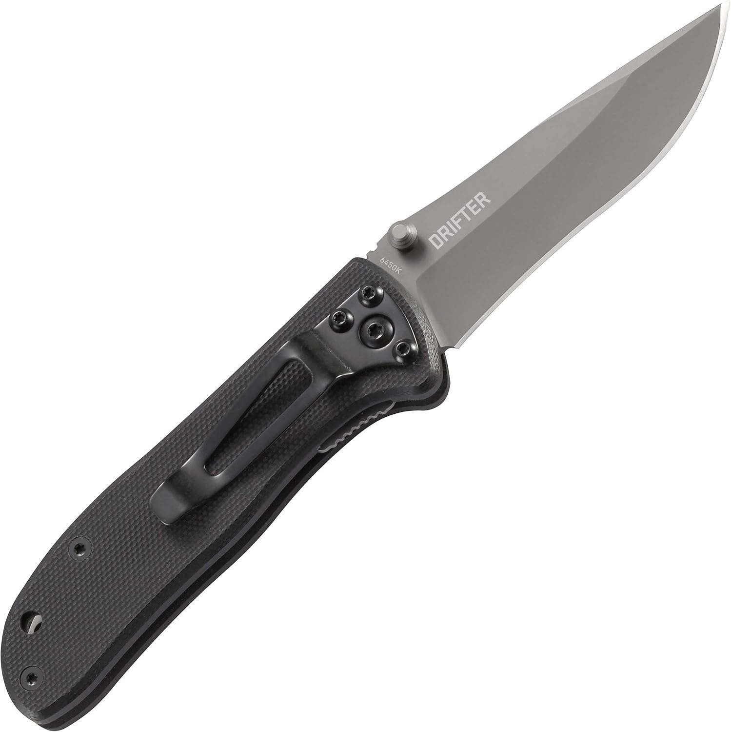 CRKT Drifter Everyday Carry EDC Pocket Folding Knife with Liner Lock: Stainless Steel Plain Edge Blade, G10 Handle, Pocket Clip, 6450K