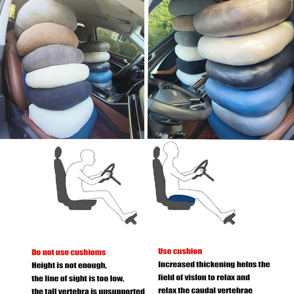 adult car seat booster for height/drivers seat booster cushion for adults-Increase The Field of View by 12cm/4.7in,Plush shell, breathable,with handle,easy to carry,for Cars,Office,Home（Light Brown）
