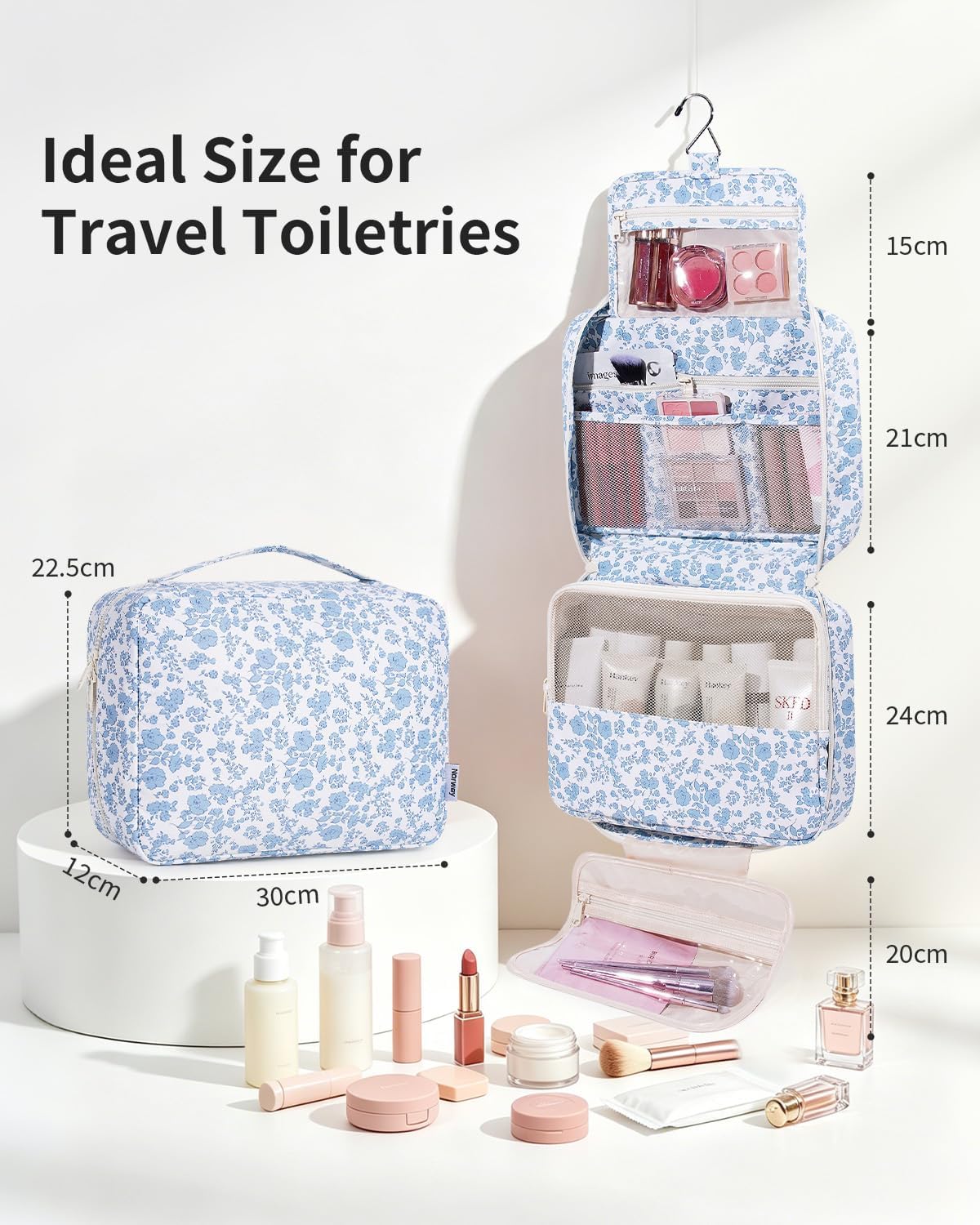 Narwey Hanging Travel Toiletry Bag for Women, Large Makeup Cosmetic Bag