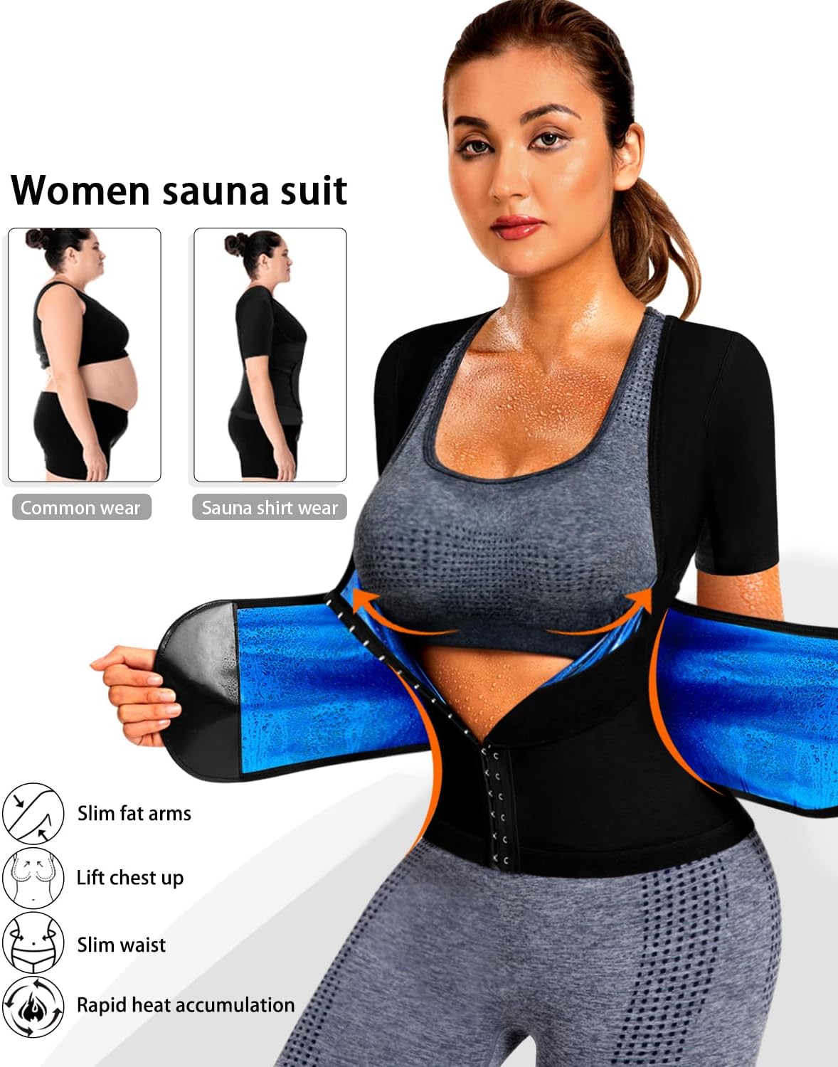 Sauna Suit for Women Sweat Shirt Heat Trapping Tank Top Workout
