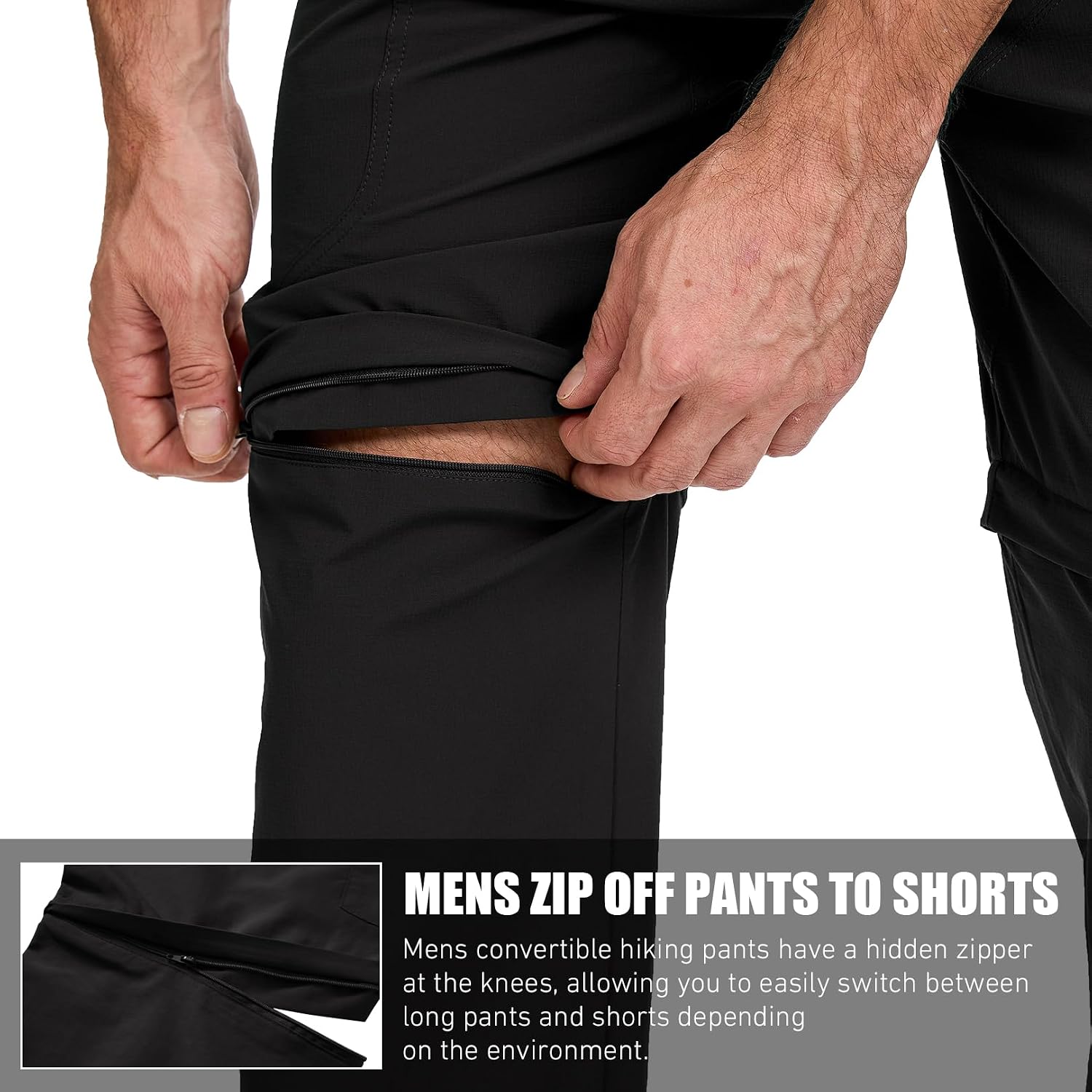 mixtiq Mens Hiking Convertible Pants Water-Resistant Quick Dry Pants