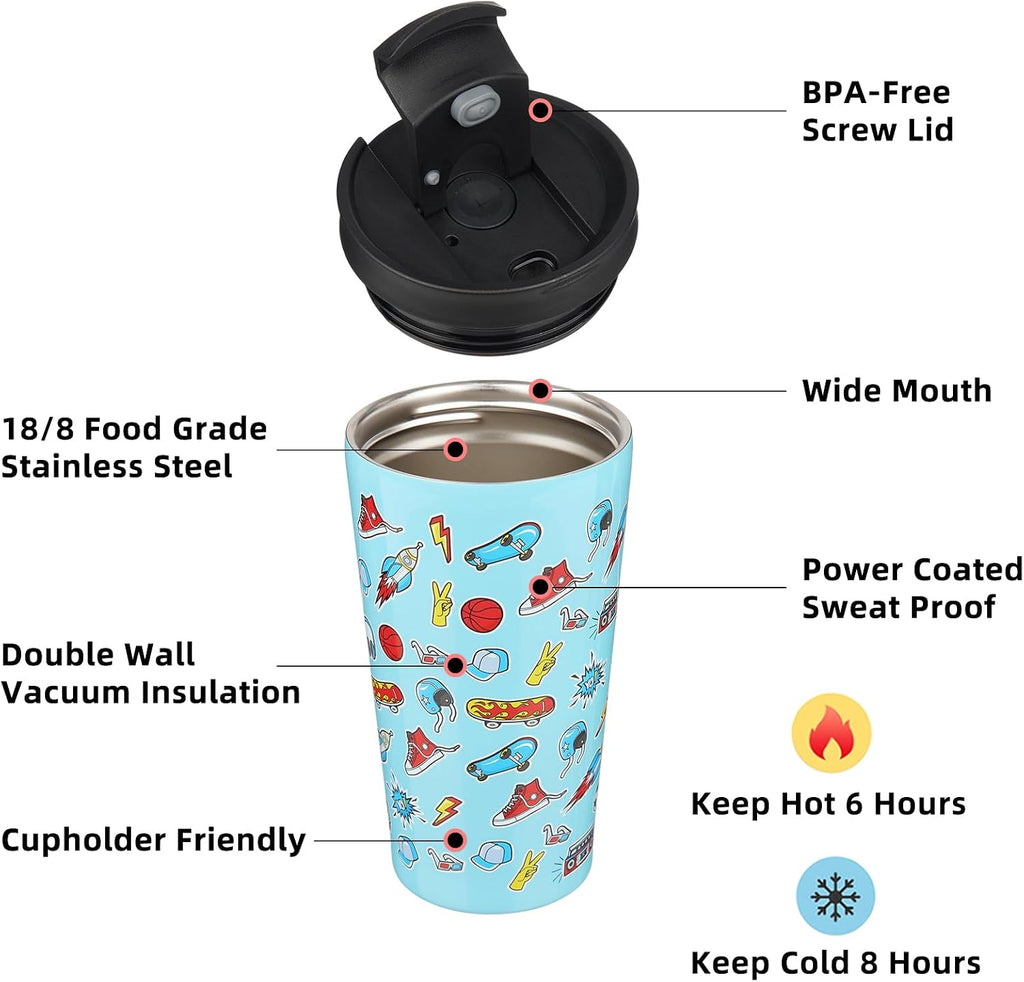 BJPKPK 18 oz Coffee Tumbler with Straw, Insulated Stainless Steel Cup