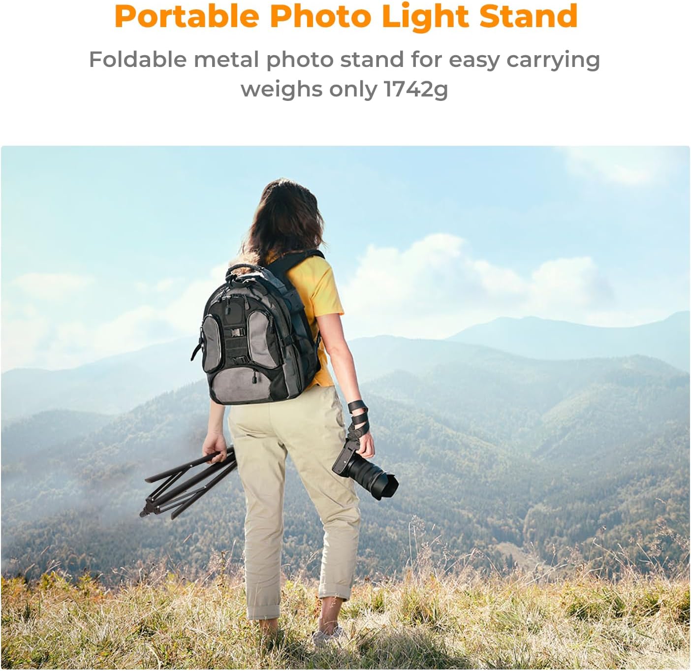 K&F CONCEPT Light Stand for Photography, 9.1ft/2.8M Extendable Tripod