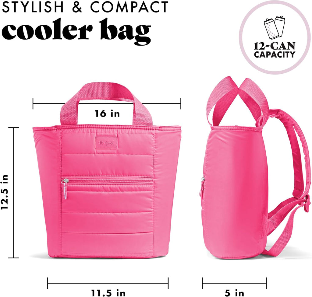 Fit & Fresh Mari Insulated Soft Backpack Cooler Tote, 12-Can Capacity