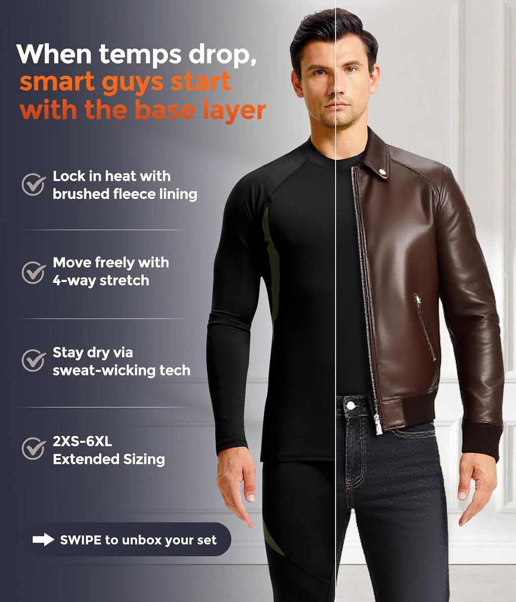 Mens Thermal Underwear Long Johns Set Cold Weather Hunting Base Layer