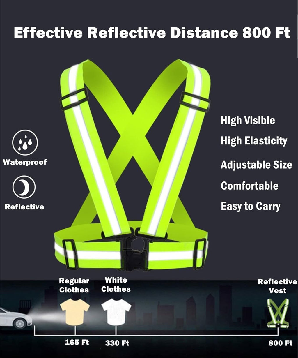 Reflective Vest, High Visibility Safety Vest Straps Reflective Gear for Night Running Walking Cycling for Men Women Kids
