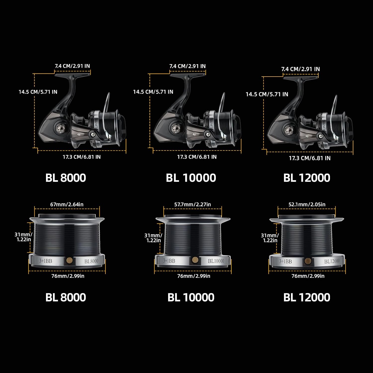 Big Game Surf Spinning Fishing Reel, 44Lbs Max Drag Saltwater Fishing Reels