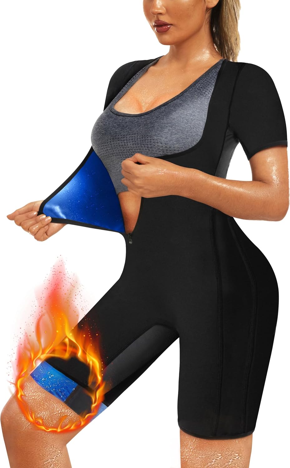 Women Sauna Jumpsuit Sweat Suit Full Body Heat Trapping Workout