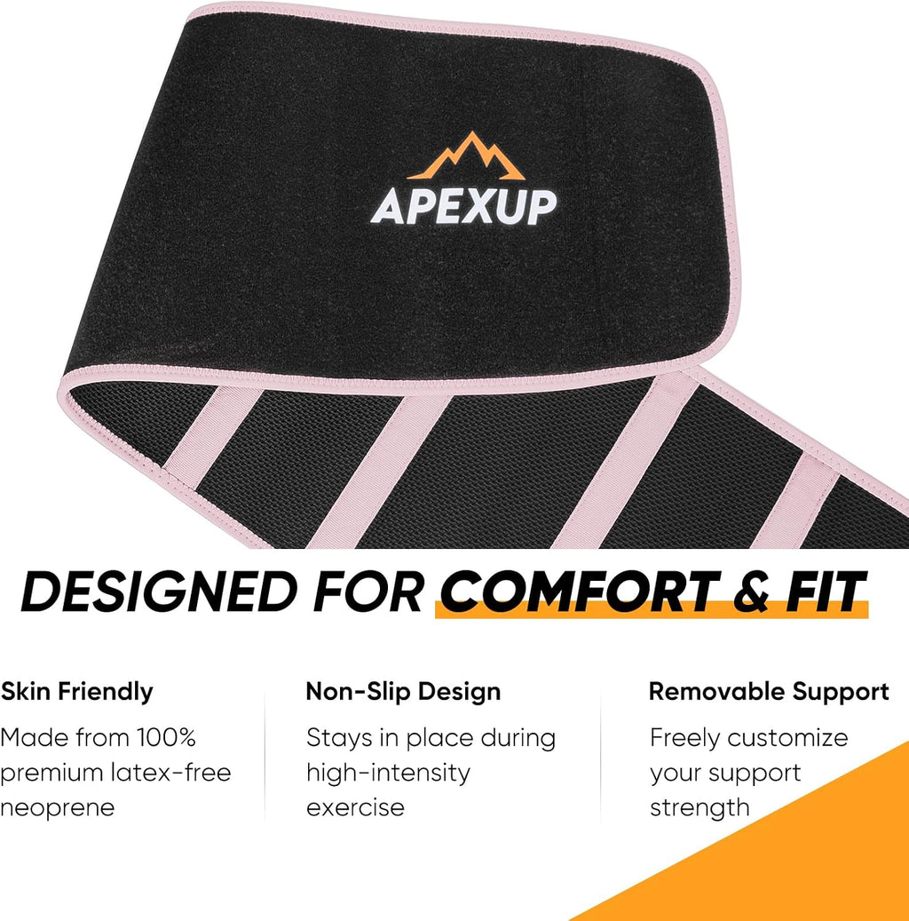 APEXUP Waist Trainer for Women Lower Belly Fat, Men Sweat Band, Stomach Wrap, Waist Trimmer with Removable Lumbar Support