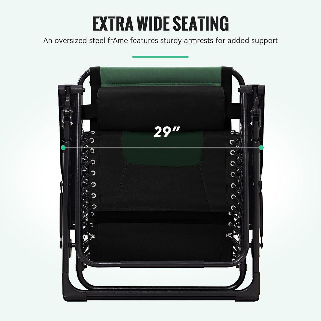 JEAREY Zero Gravity Chair, Oversized Padded Recliner - Black/Dark Green