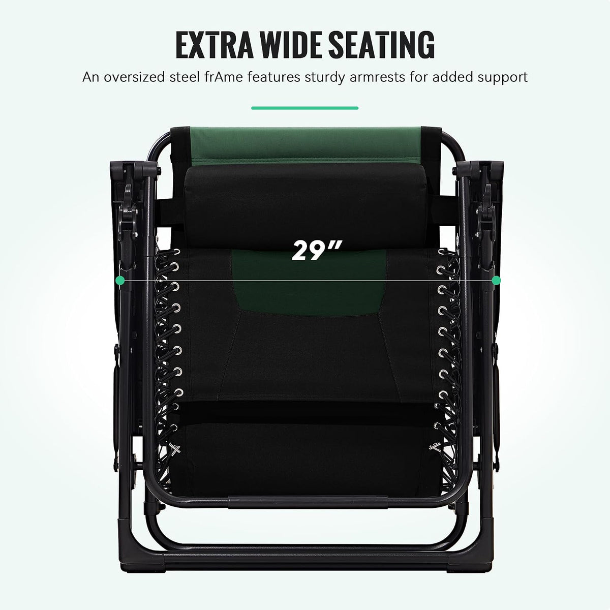 JEAREY Zero Gravity Chair, Oversized Padded Recliner - Black/Dark Green