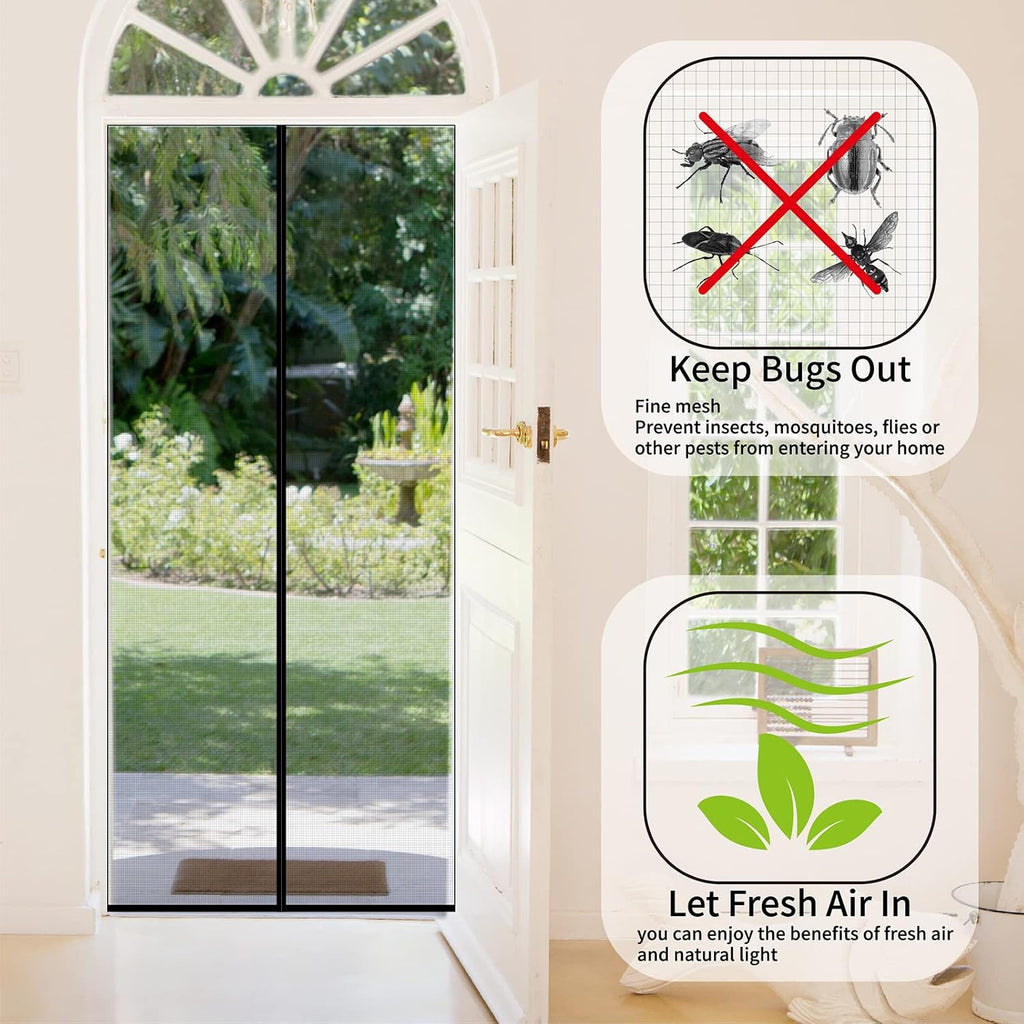 CHIYUNS Screen Door Mesh Magnetic Closure 36 x 96 inch, Self Closing Fiberglass Mosquito Net with Magnet for Doors, Heavy Duty Bug Fly Screens Curtain for Doorway, Keep Bugs Out, Pet Friendly