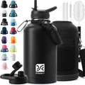 DYSANKY Insulated Water Bottle w/Straw Lid & Portable Carrier Bag, 64oz