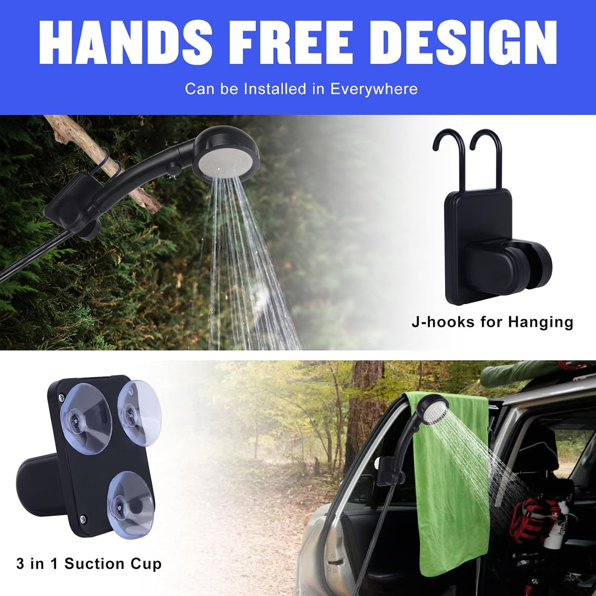 Spopal Portable Shower for Camping, [Long-Lasting] 6000mAh Rechargeable