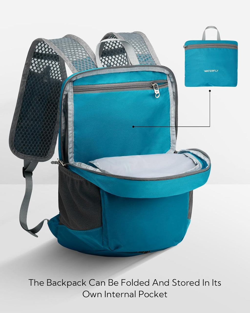WATERFLY Small Packable Travel Backpack: 15L Lightweight Hiking Daypack