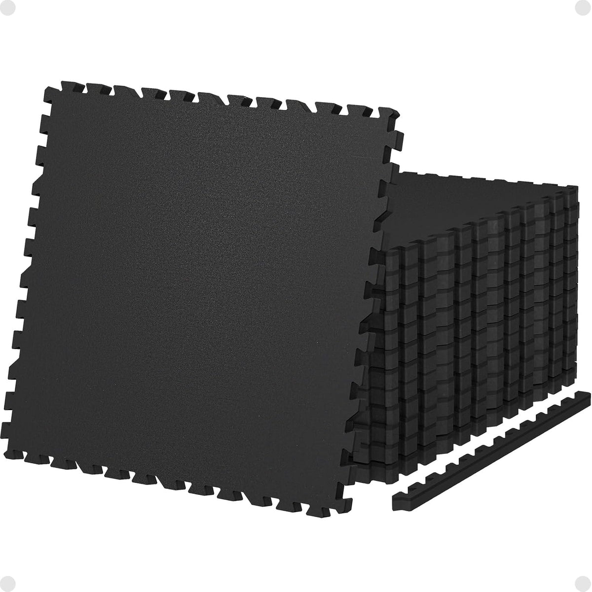 AIRHOP 0.79" Thick Gym Flooring for Home Gym, 48 Sq Ft Rubber Top Gym Mat