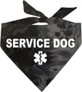 Service Dog Dog Bandana | 100% Cotton Tie Dye Triangle |Service Dog | Working Animal | Assistance | One Size | Black Scrunch (307)
