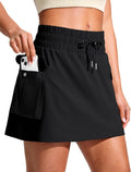 SANTINY 14" Cargo Skorts for Women with 4 Pockets Drawstring High Waisted Golf Hiking Skirt for Casual Summer Travel