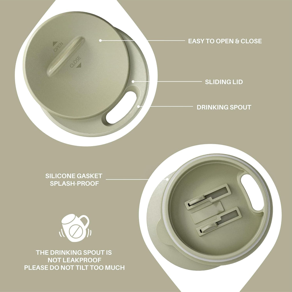 Ideus 16 oz Insulated Coffee Mug with Lid and Handle (Celadon, FUJI DAWN)