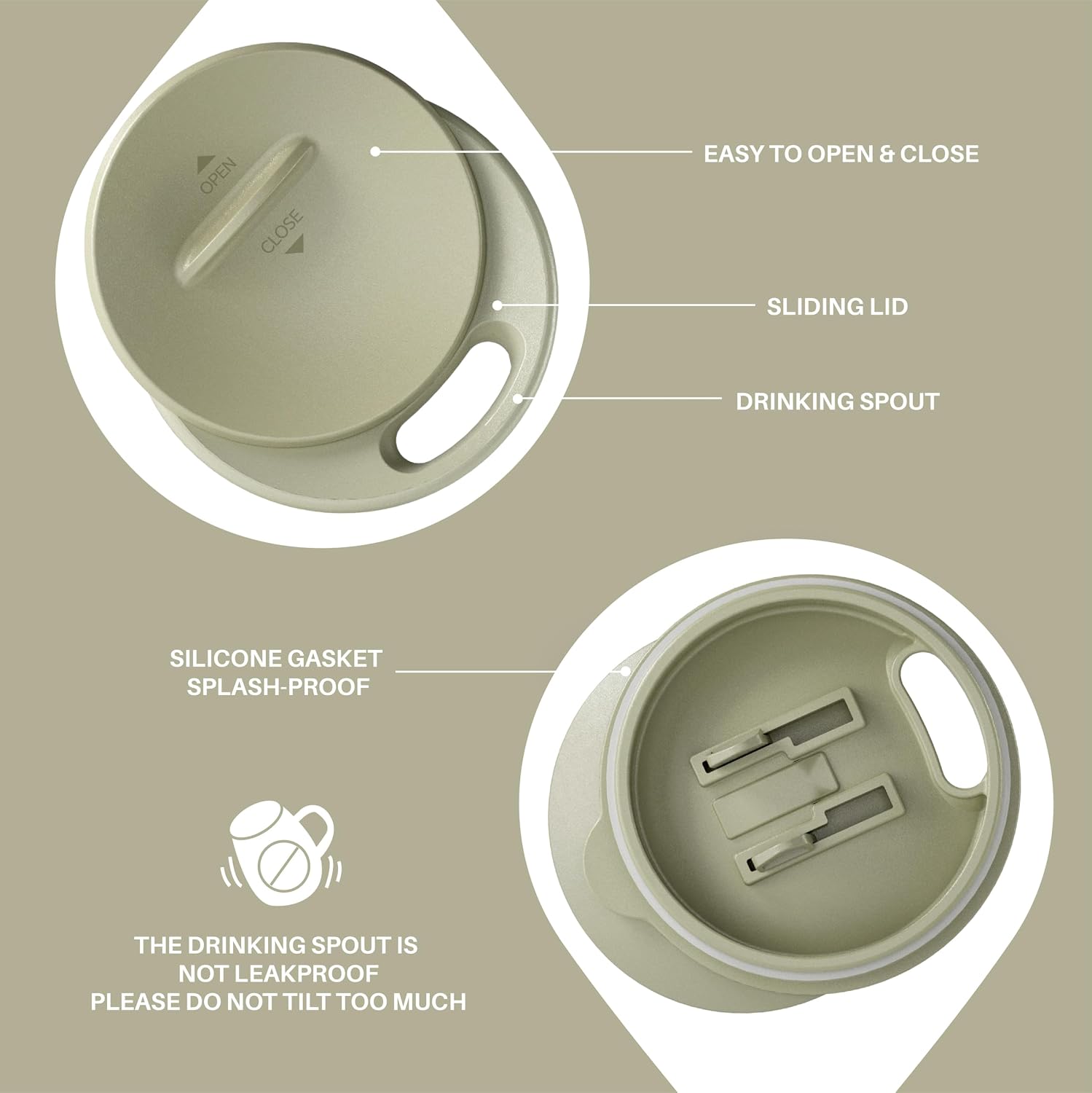 Ideus 16 oz Insulated Coffee Mug with Lid and Handle (Celadon, FUJI DAWN)