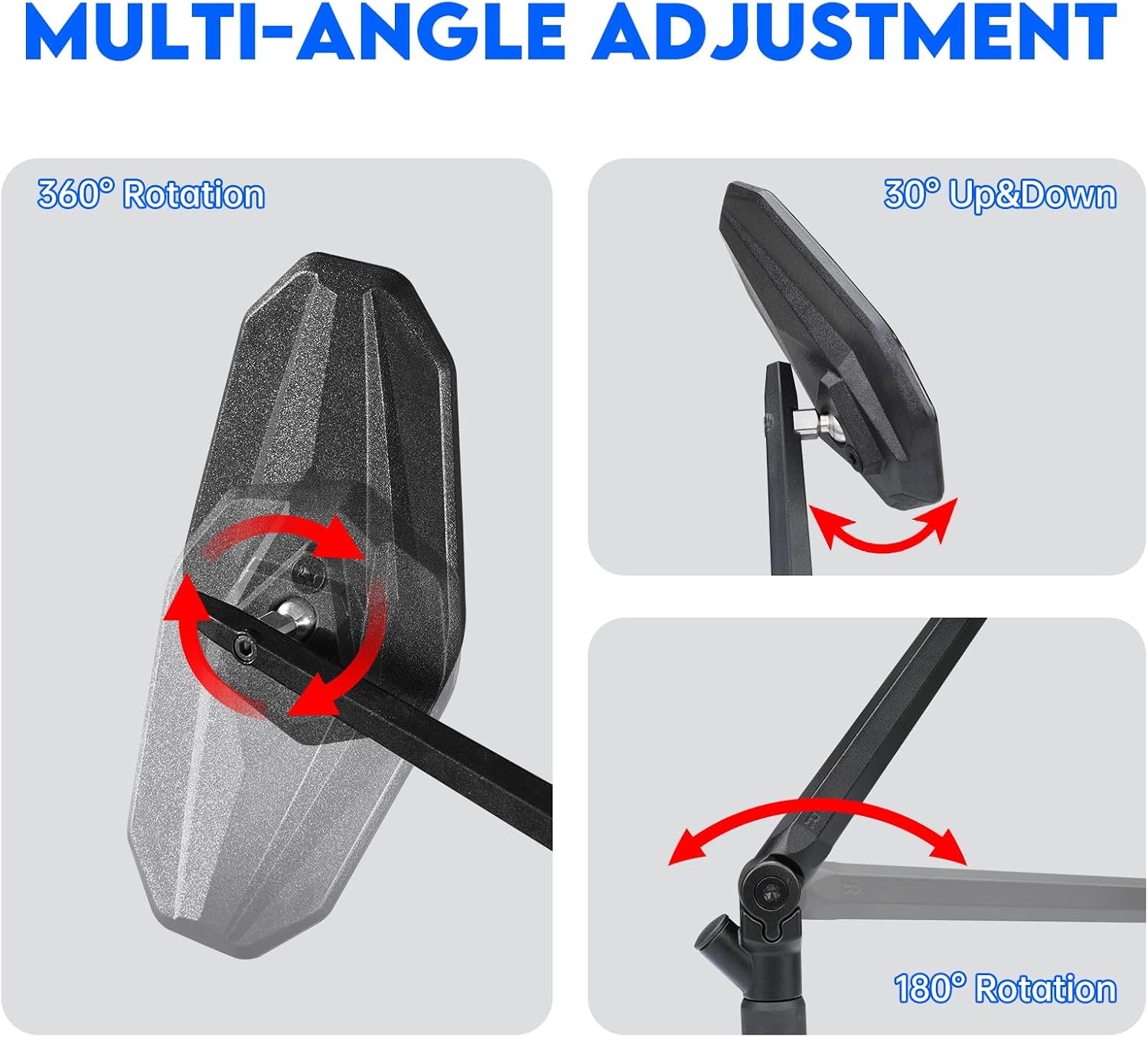 SHEJISI Motorcycle Mirrors for Handlebars, ATV Mirrors Featuring a Phone Mount Interface, Anti-impact/explosion/glare,HD,Compatible with Motorcycle (Suzuki,Yamaha,Honda,Kawasaki),Mopeds,Electric Bike