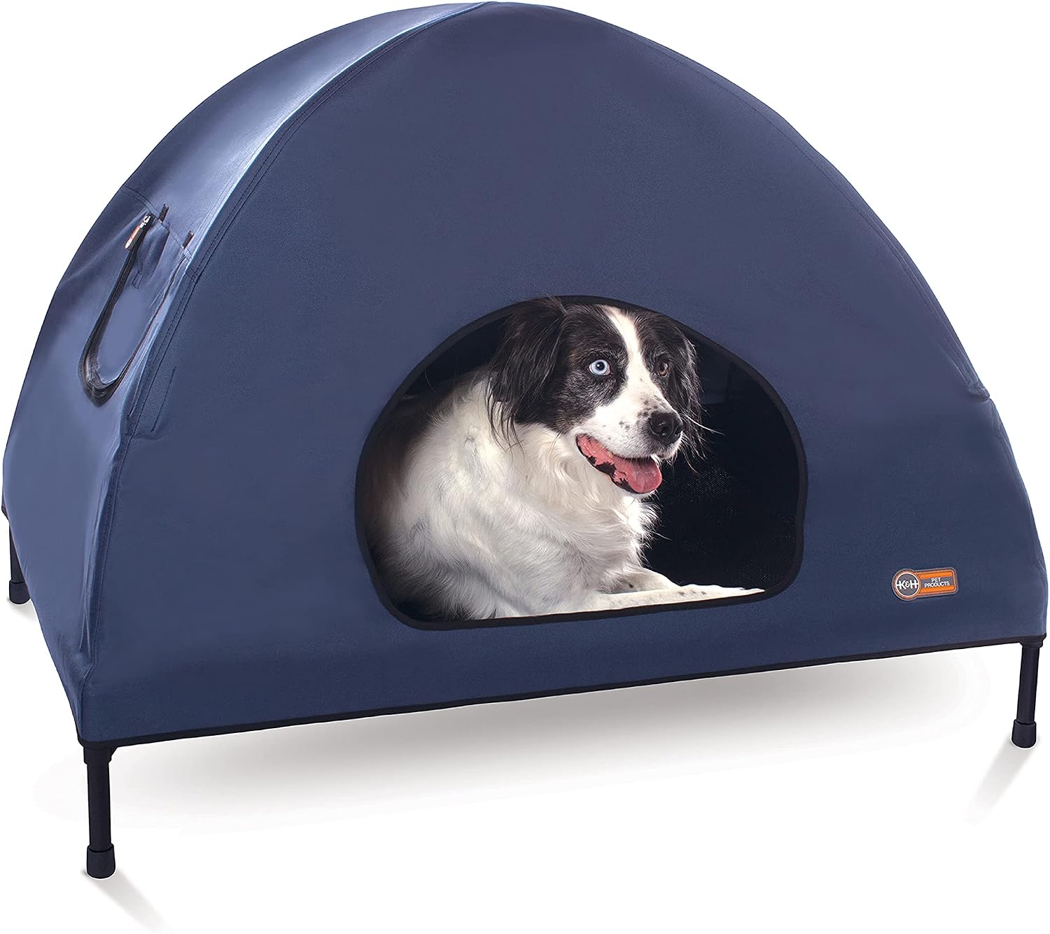 K&H Elevated Dog Bed, Outdoor Pet Cot House for Large Pets - 42x30in Blue