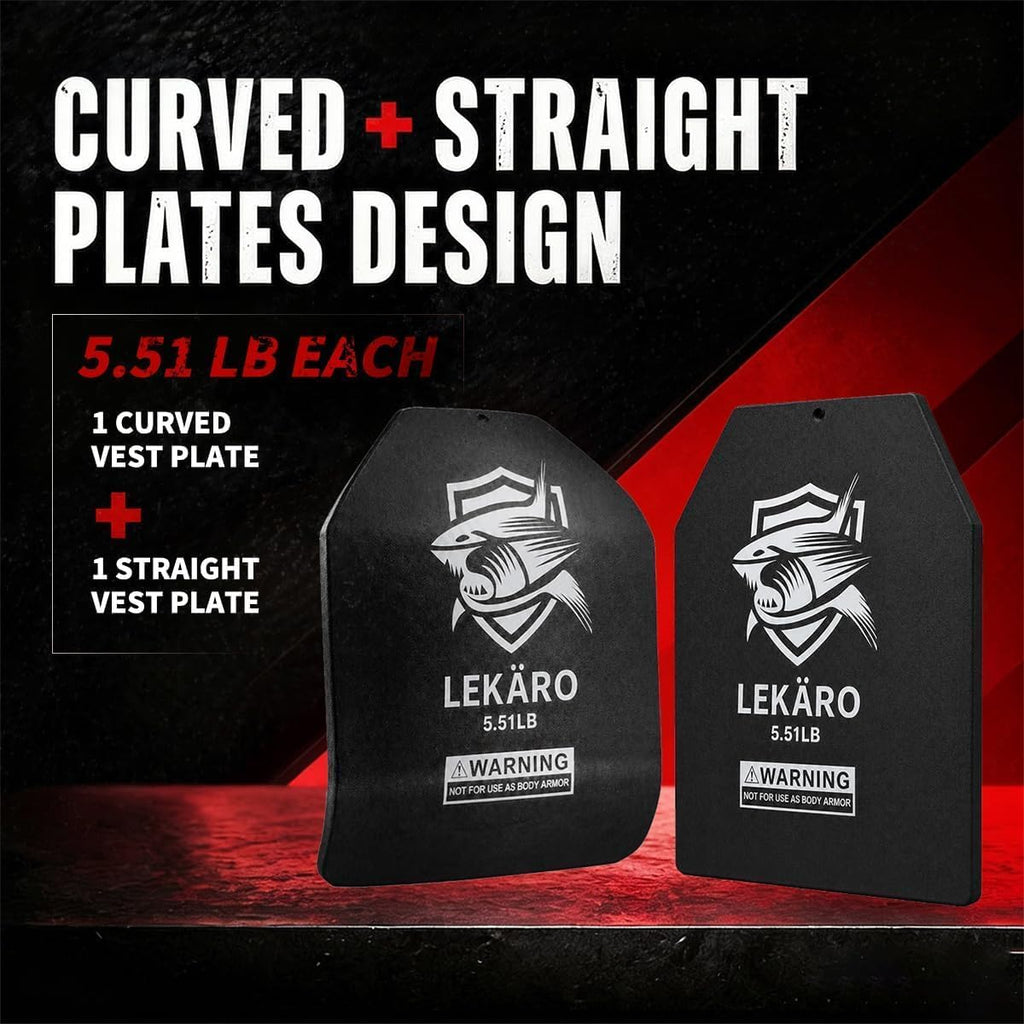 Weighted Vest Plates Set, Curved Front and Flat Back Weight Plates, 9.8 x 11 Inch, Ergonomic for Men and Women, Rust Resistant, CrossFit, Murph, Rucking, Strength Training