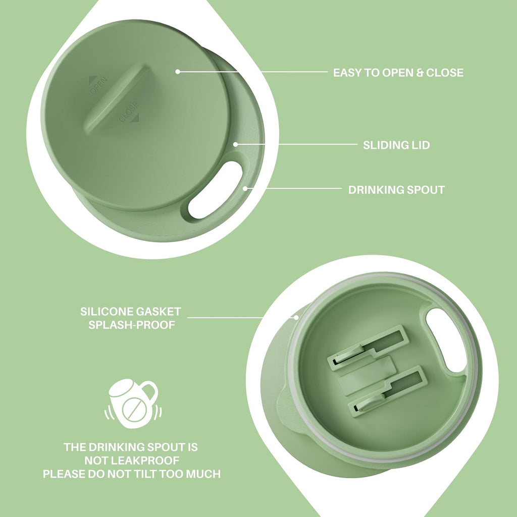 Ideus 16 oz Insulated Coffee Mug with Lid and Handle (Avocado Green 2.0)