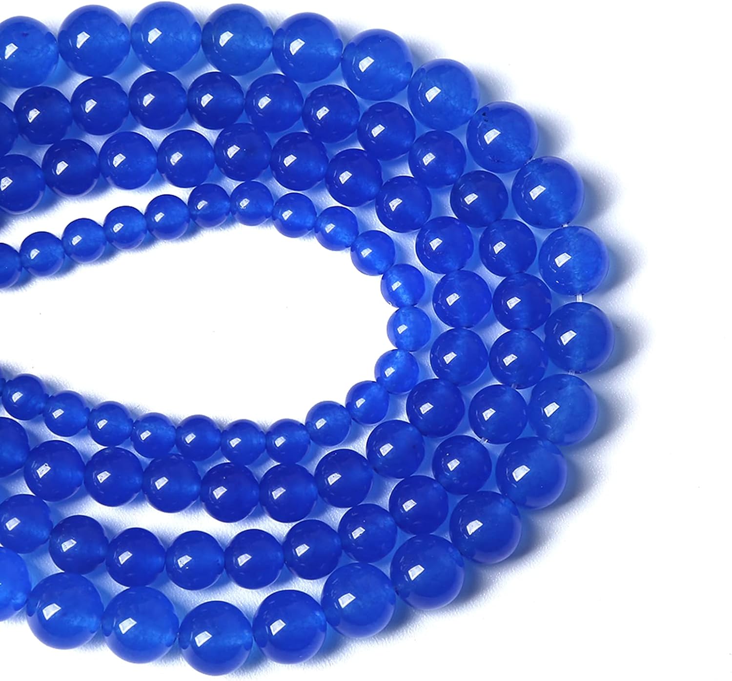 75PCS 10MM Deep Blue Chalcedony Natural Stone Loose Beads for Jewelry Making DIY Bracelet