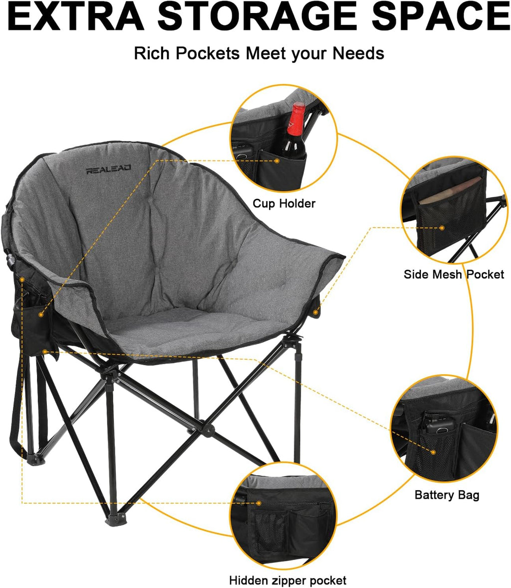 REALEAD Oversized Heated Chairs Outdoor Sports with Fully Thick Padded