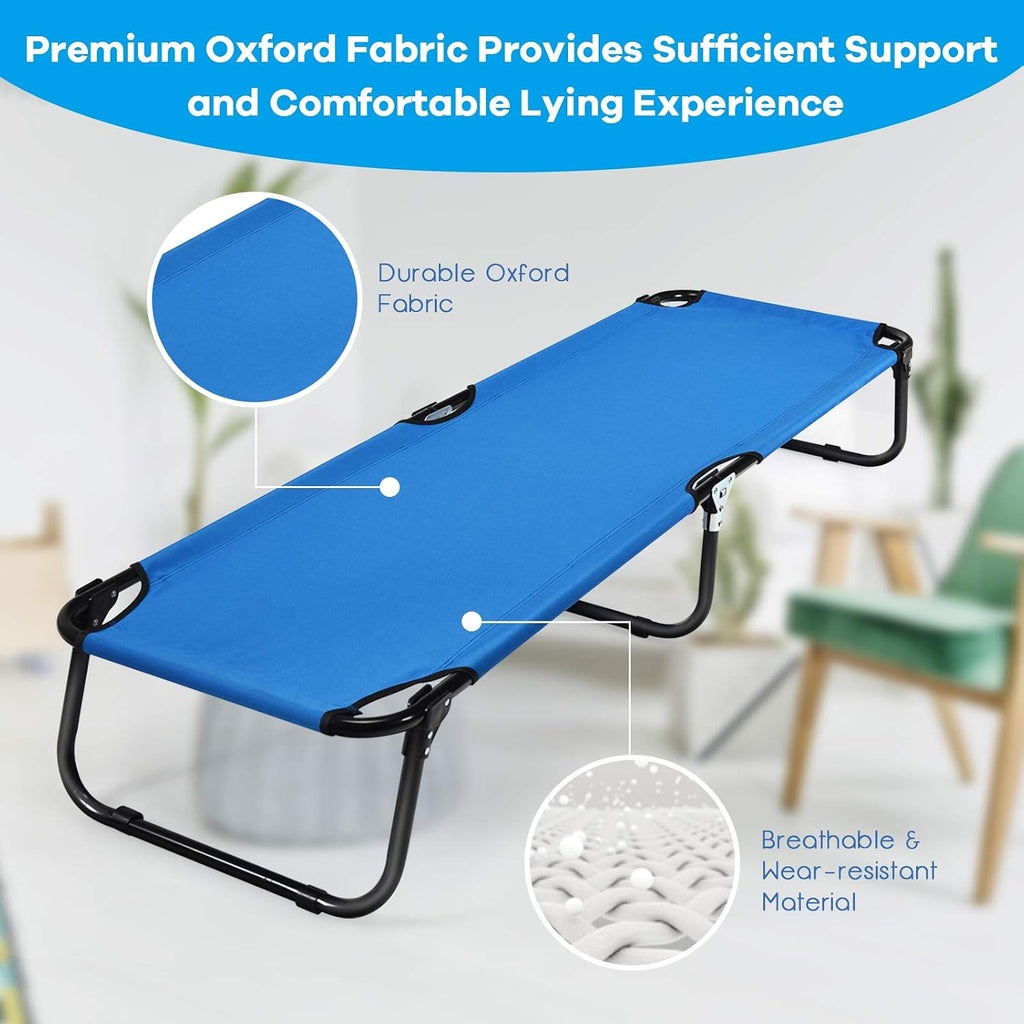 GYMAX Folding Camping Cot, Portable Ultralight Compact Sleeping Cot Bed for Adults with Oxford Fabric, for Outdoor Travel Backpacking Hiking Patio Home Office, 330LBS