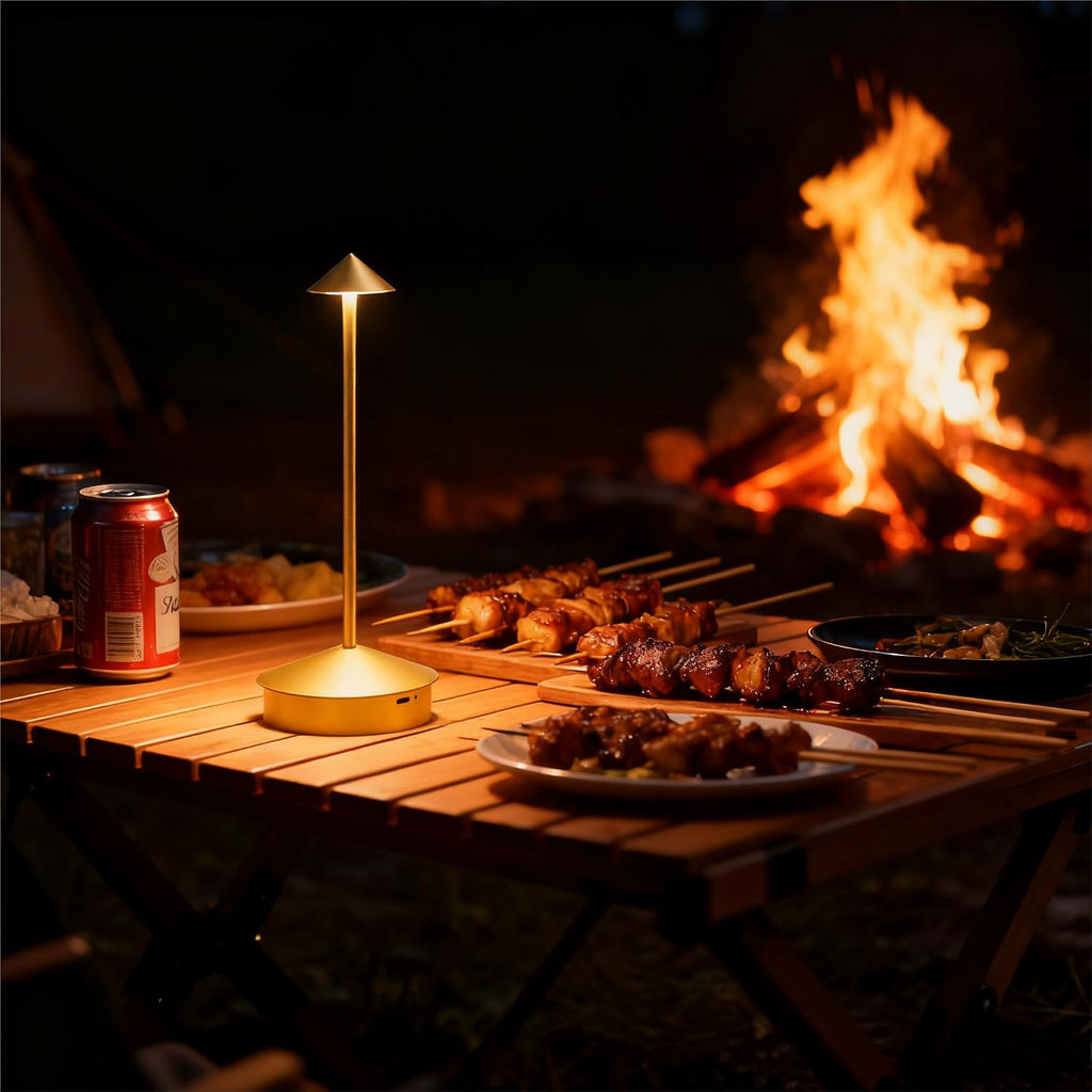 2 Pack Aluminum Cordless Table Lamp, 6000mAh Rechargeable Table Lamps, Portable Touch LED Lamp, Outdoor Waterproof Dimmable Cordless Rechargeable Table Lamps for Restaurant/Patio- Black (Black)