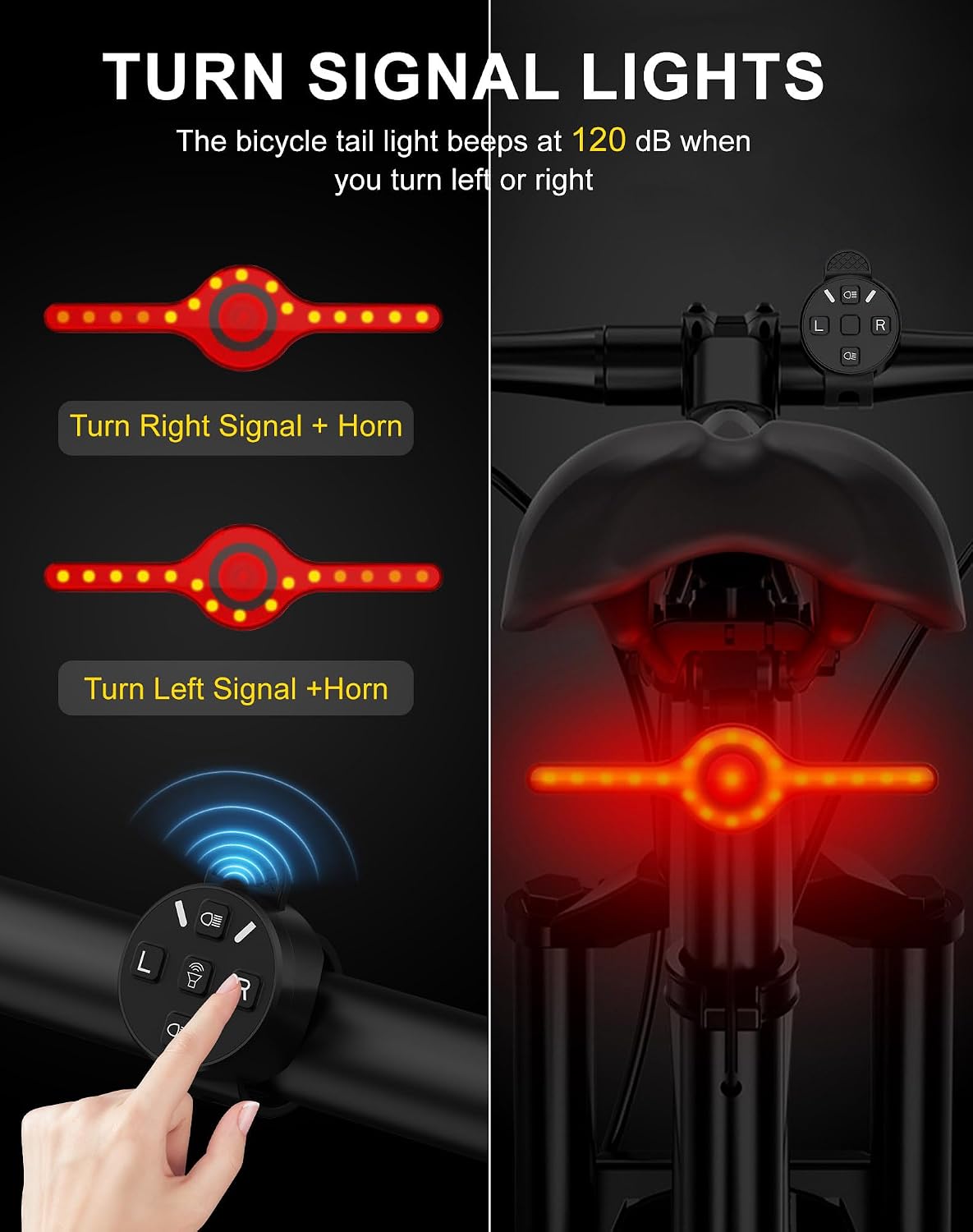 X8 Smart Bike Tail Light USB Rechargeable, 21* LED 300 Lumens Bike Lights for Night Riding, with Turn Signals & Brake Sensing, 9 Modes for Night Riding- Long Lasting Bicycle Lights