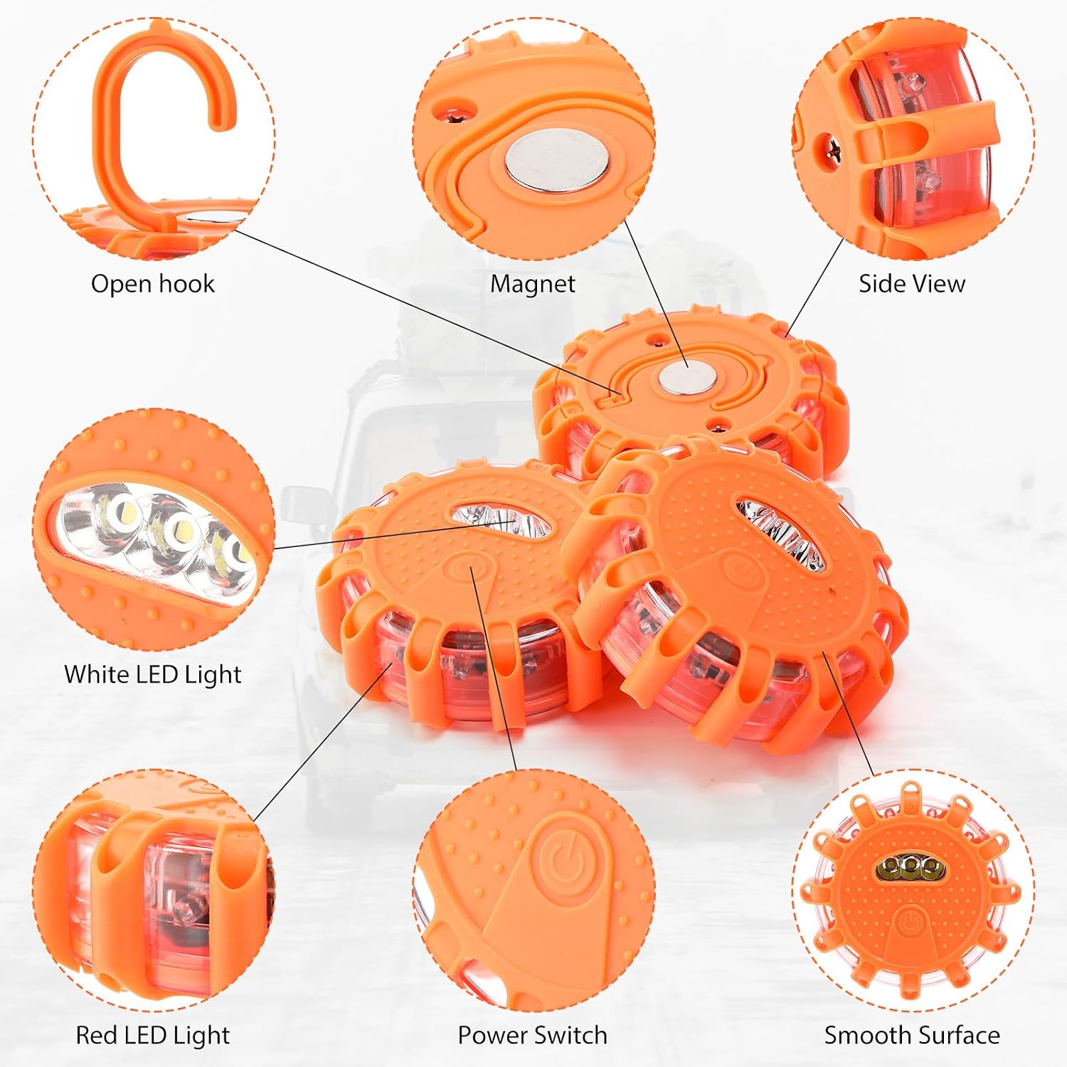 Tallew 8 Pack LED Emergency Road Flares Safety Warning Lights Magnetic