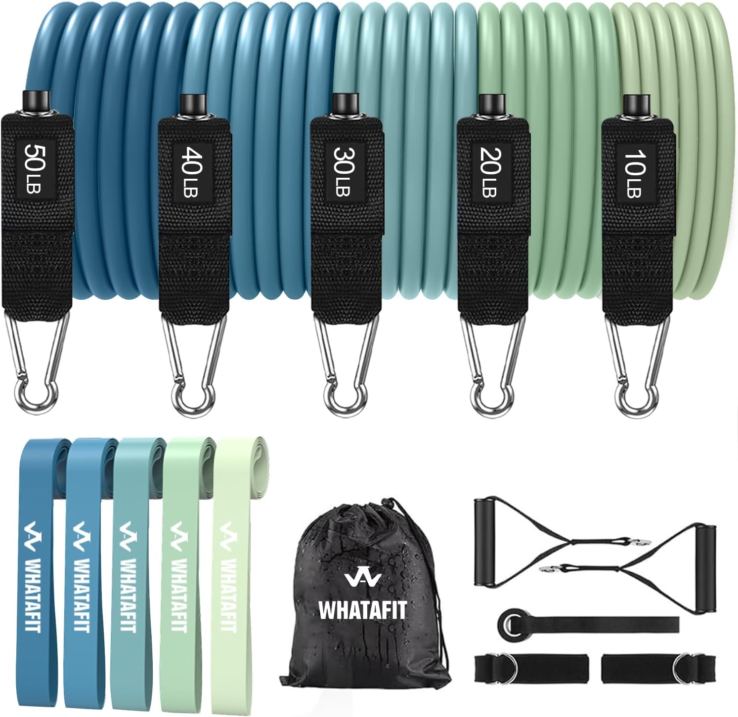WHATAFIT Resistance Bands with Handles, 5-Level Exercise Bands for Workout