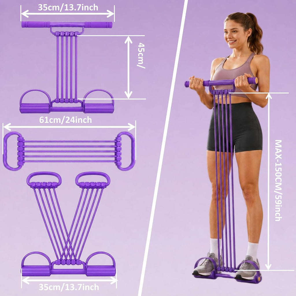 Upgraded 10-Tube Pedal Resistance Band with Handle for Ab Core Workout