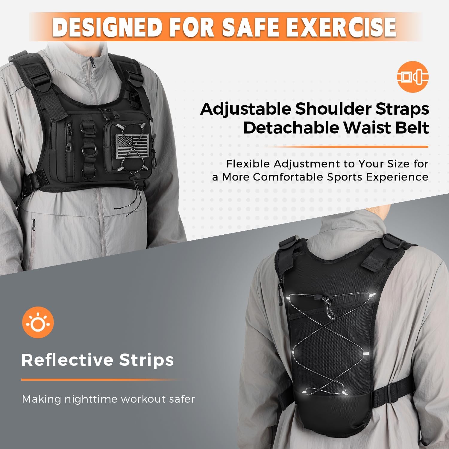 Outdoor Hydration Vest for Running & Hiking, Lightweight Breathable Water Backpack with 2.0L Bladder, Bounce-Free Chest Pack for Marathon, Cycling, Trekking for Men and Women
