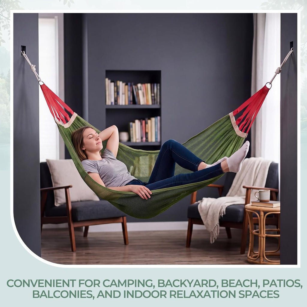 6 Pcs Camping Hammocks with Thick Rope and Storage Bags Portable Travel Nylon Mesh Hammock 102 x 51 in Lightweight Breathable Outdoor Hammock for Camping Hiking Backpacking Backyard