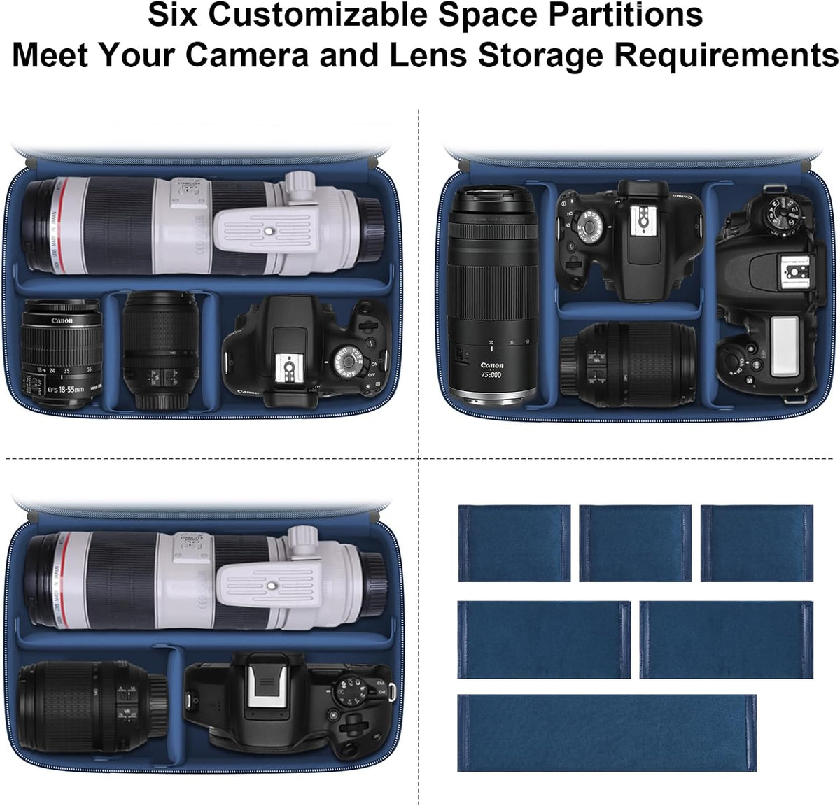 Camera Bag for Canon/Sony/Nikon DSLR SLR Camera and Multiple Lens Black
