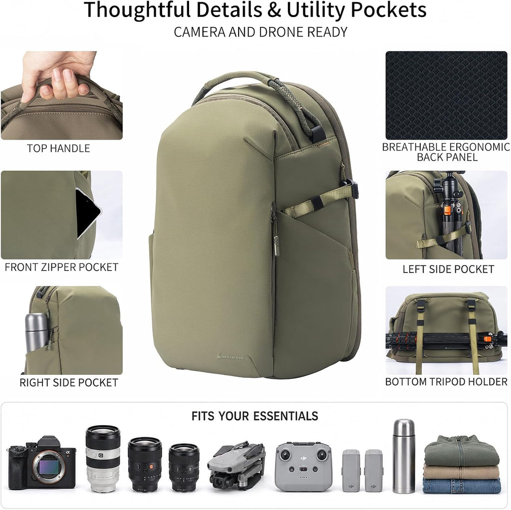 Besnfoto Lightweight Camera Backpack - Everyday Laptop Bag for DSLR Drone