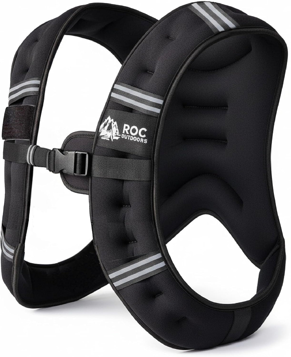 Roc Outdoors Weighted Vest W/ Rub-Free Technology for Woman and Men, 5lb/10lb/15lb/20lb/30lb Weight Vest with Reflective Stripe for Workout, Strength Training, Running, Walking, Fitness, Weight Training, Weight Loss, Weightlifting
