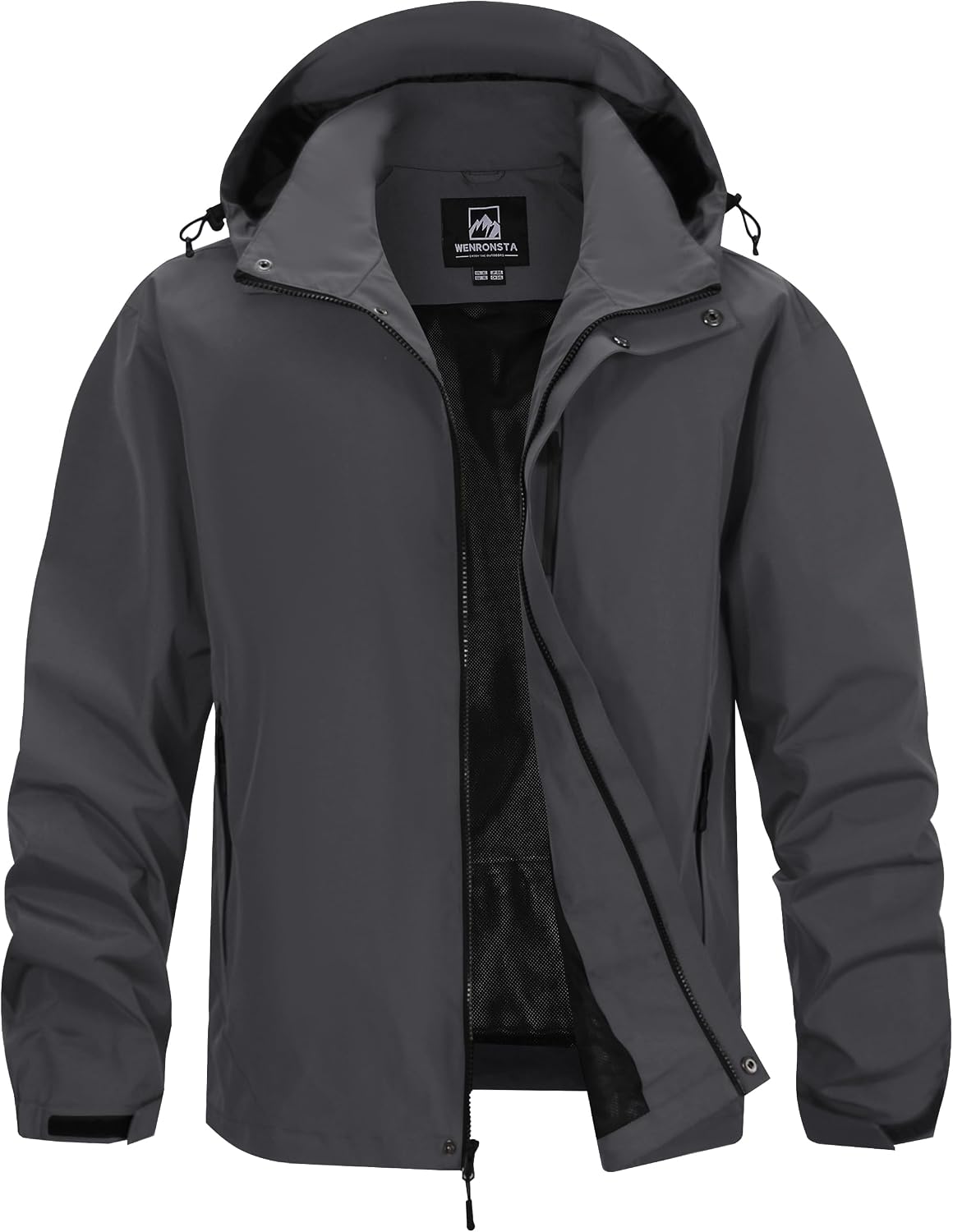 WENRONSTA Men's Lightweight Rain Jacket Waterproof Windbreaker Hooded Raincoat Shell Jacket Outdoor Hiking Fishing Travel