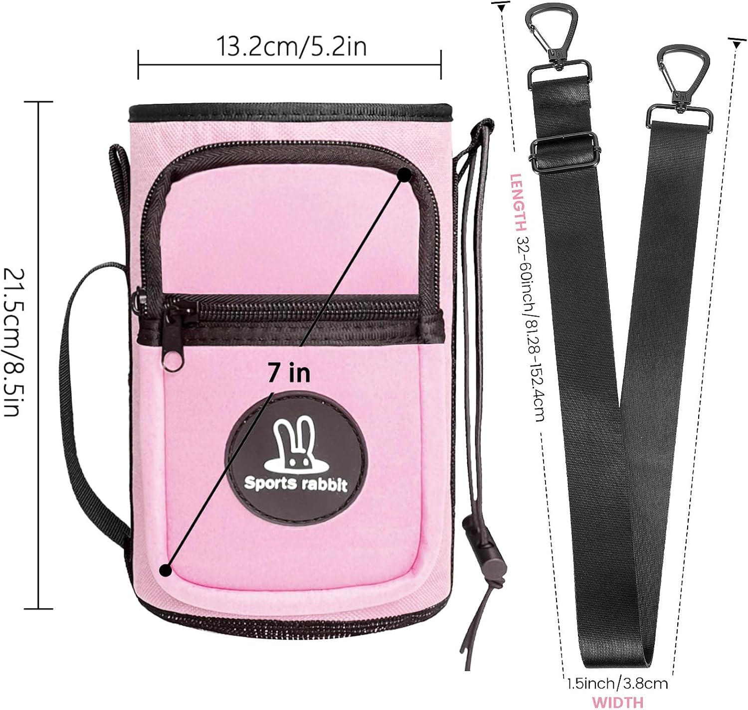 Sports rabbit Universal Water Bottle Holder with Strap & Phone Pocket
