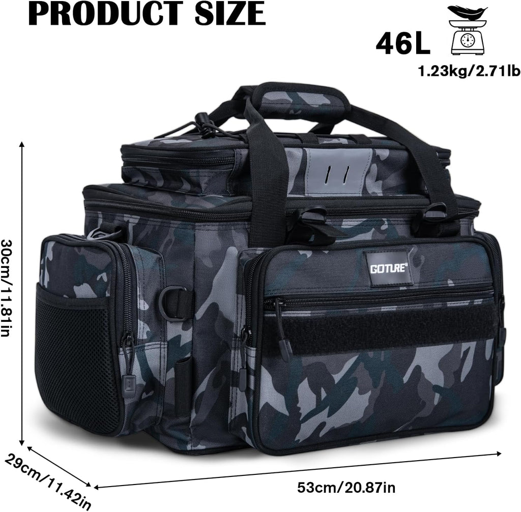 Goture Fishing Tackle Bag, Freshwater Saltwater Large Fishing Bag